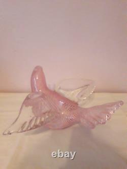Quality Murano Dove Bird Pink Filigrana Italian Art Glass Seguso Hand Blown
