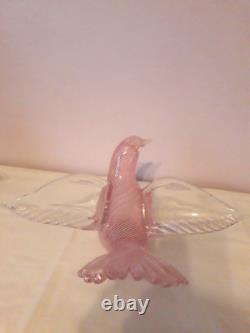 Quality Murano Dove Bird Pink Filigrana Italian Art Glass Seguso Hand Blown
