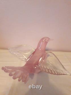 Quality Murano Dove Bird Pink Filigrana Italian Art Glass Seguso Hand Blown