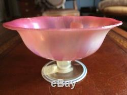 RARE ANTIQUE AUTHENTIC SIGNED Pink Pastel TIFFANY FAVRILE GLASS COMPOTE L. C. T