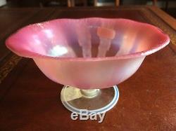 RARE ANTIQUE AUTHENTIC SIGNED Pink Pastel TIFFANY FAVRILE GLASS COMPOTE L. C. T