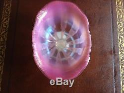 RARE ANTIQUE AUTHENTIC SIGNED Pink Pastel TIFFANY FAVRILE GLASS COMPOTE L. C. T