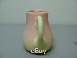 RARE ANTIQUE MT. WASHINGTON BURMESE GLASS CREAMER & SUGAR with MATTE FINISH