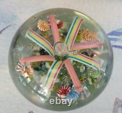 RARE Antique Bohemian Ribbon Fountain Art Glass Paperweight Twisted Ribbon