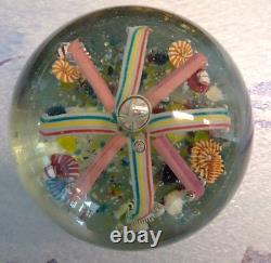 RARE Antique Bohemian Ribbon Fountain Art Glass Paperweight Twisted Ribbon