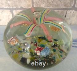 RARE Antique Bohemian Ribbon Fountain Art Glass Paperweight Twisted Ribbon