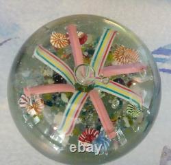 RARE Antique Bohemian Ribbon Fountain Art Glass Paperweight Twisted Ribbon