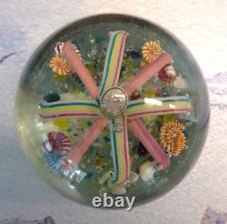 RARE Antique Bohemian Ribbon Fountain Art Glass Paperweight Twisted Ribbon