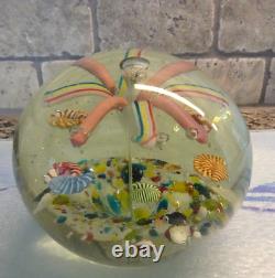 RARE Antique Bohemian Ribbon Fountain Art Glass Paperweight Twisted Ribbon