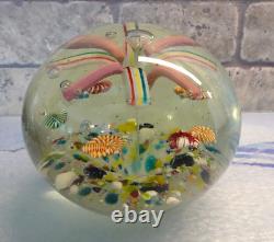 RARE Antique Bohemian Ribbon Fountain Art Glass Paperweight Twisted Ribbon