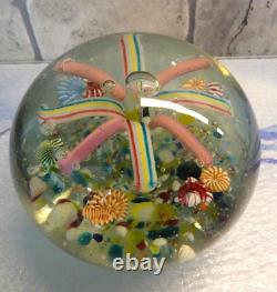 RARE Antique Bohemian Ribbon Fountain Art Glass Paperweight Twisted Ribbon