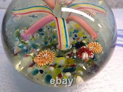 RARE Antique Bohemian Ribbon Fountain Art Glass Paperweight Twisted Ribbon