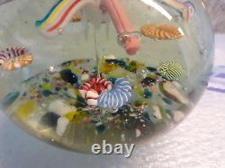 RARE Antique Bohemian Ribbon Fountain Art Glass Paperweight Twisted Ribbon