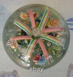 RARE Antique Bohemian Ribbon Fountain Art Glass Paperweight Twisted Ribbon