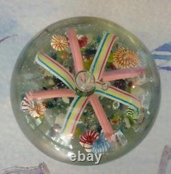 RARE Antique Bohemian Ribbon Fountain Art Glass Paperweight Twisted Ribbon