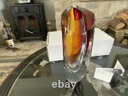 RARE HEAVY 29cm KOSTA BODA ARIA SWEDEN Göran Wärff AMBER ART GLASS VASE BOX