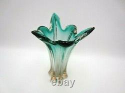 RARE Hospodka twisted green in pink Czech sommerso art glass vase