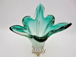 RARE Hospodka twisted green in pink Czech sommerso art glass vase