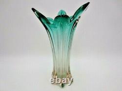 RARE Hospodka twisted green in pink Czech sommerso art glass vase