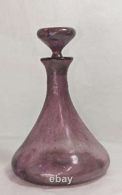 RARE Isle of Wight Studio Glass Pink AZURENE Bottle / Decanter Bolt Flame Mark