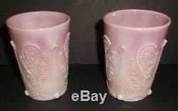 RARE Northwood / Dugan Inverted Fan & Feather PINK slag Pitcher & 4 Glass Set