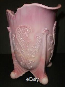 RARE Northwood / Dugan Inverted Fan & Feather PINK slag Pitcher & 4 Glass Set