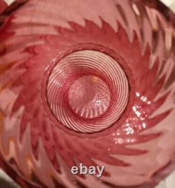 RARE Pilgrim Glass Cranberry Swirl Hand Blown 15 Vase Signed D. Champan