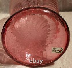 RARE Pilgrim Glass Cranberry Swirl Hand Blown 15 Vase Signed D. Champan