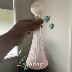 RARE Vintage FROSTED Pink RIBBED Glass MINI Genie BOTTLE Ball STOPPER