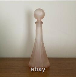 RARE Vintage FROSTED Pink RIBBED Glass MINI Genie BOTTLE Ball STOPPER
