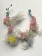 RARE Vintage MURANO GLASS Venetian FLOWERS Leaves Antique Pink Yellow Blue WIRE