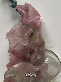 RARE Vintage MURANO GLASS Venetian FLOWERS Leaves Antique Pink Yellow Blue WIRE