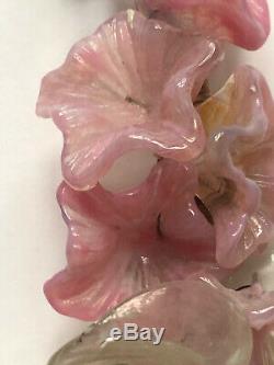 RARE Vintage MURANO GLASS Venetian FLOWERS Leaves Antique Pink Yellow Blue WIRE