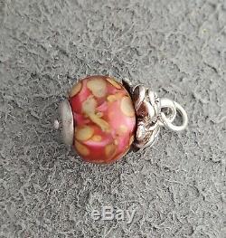 RETIRED James Avery ART GLASS ROSES FINIAL Charm, pink red yellow rose flower