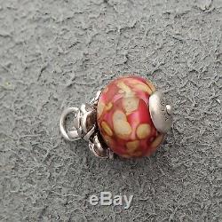 RETIRED James Avery ART GLASS ROSES FINIAL Charm, pink red yellow rose flower