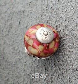 RETIRED James Avery ART GLASS ROSES FINIAL Charm, pink red yellow rose flower