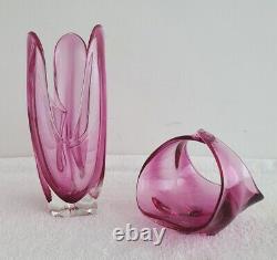 RETRO MURANO GLASS VINTAGE SOMMERSO BOWL 60s SEGUSO POLI BARBINI VENINI PINK