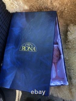 RONA Pink Indigo Frosted Flutes Glasses Boxed Special Unique