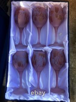 RONA Pink Indigo Frosted Flutes Glasses Boxed Special Unique
