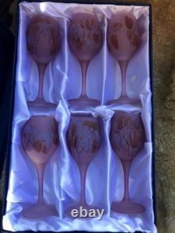 RONA Pink Indigo Frosted Glasses Boxed Unique Bohemian Wedding Vintage Event