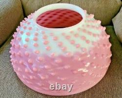 Rare 14 Pink Cranberry Glass End Of Day Hobnail Victorian Art Glass Lamp Shade