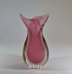 Rare 1960s Archimede Seguso Opal Pink Luigi Onesto Fishtail Murano Glass Vase