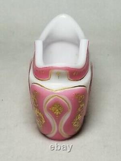 Rare 19th C. Pink Cut To White Art Glass Vase With Enamel & Gilding Bohemian