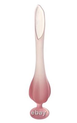 Rare 20.5 Tall Viking Art Glass Epic Six Petal Swung Vase Pink Satin Frost