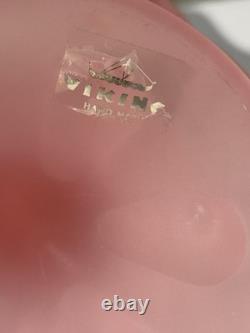 Rare 20.5 Tall Viking Art Glass Epic Six Petal Swung Vase Pink Satin Frost