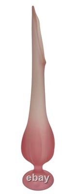Rare 20.5 Tall Viking Art Glass Epic Six Petal Swung Vase Pink Satin Frost