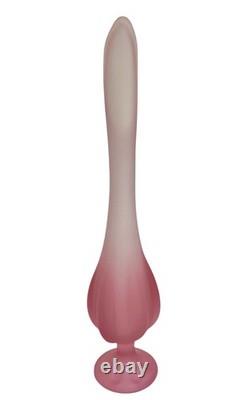Rare 20.5 Tall Viking Art Glass Epic Six Petal Swung Vase Pink Satin Frost