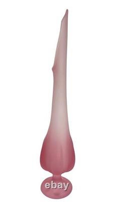 Rare 20.5 Tall Viking Art Glass Epic Six Petal Swung Vase Pink Satin Frost