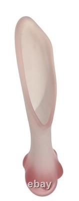 Rare 20.5 Tall Viking Art Glass Epic Six Petal Swung Vase Pink Satin Frost