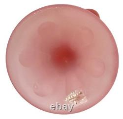 Rare 20.5 Tall Viking Art Glass Epic Six Petal Swung Vase Pink Satin Frost